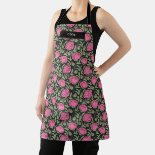 Elegant Pink Peony Flowers Personalised Apron