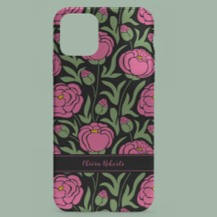 Elegant Pink Peony Flowers Personalised Case-Mate iPhone 14 Case