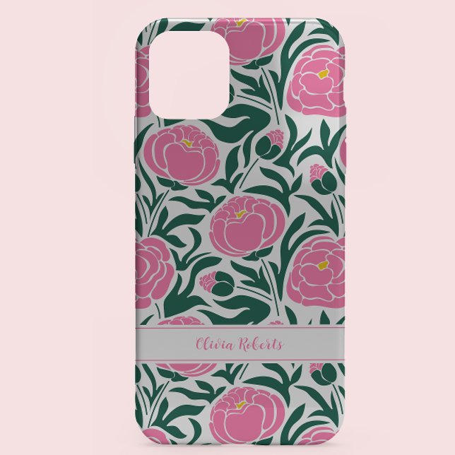 Elegant Pink Peony Flowers Personalised Case-Mate iPhone Case (Creator Uploaded)