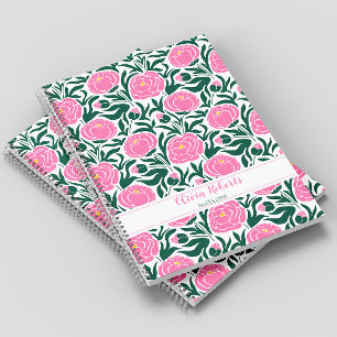 Elegant Pink Peony Flowers Personalised Notebook