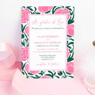Elegant Pink Peony Flowers Wedding Invitation