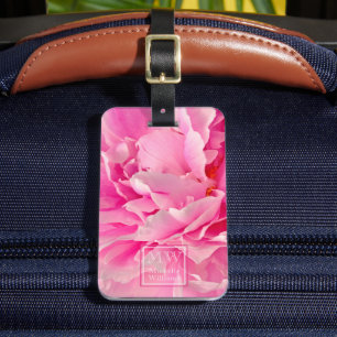 Elegant Pink Peony Photo - Personalised Luggage Tag