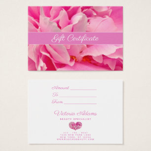 Elegant Pink Peony Photo   Salon Gift Certificate