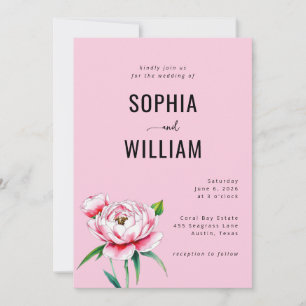 Elegant Pink Peony Wedding Invitation