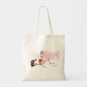 Elegant Pink Perfume Bottle & Flowers Canvas Tote Bag