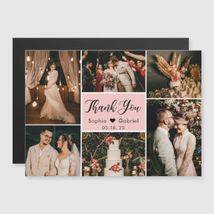 Elegant Pink Photo Collage Wedding Thank You