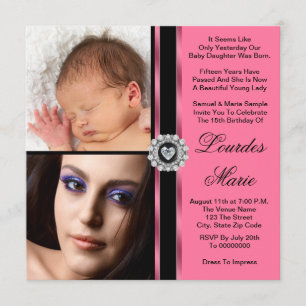 Elegant Pink Photo Quinceanera Invitation
