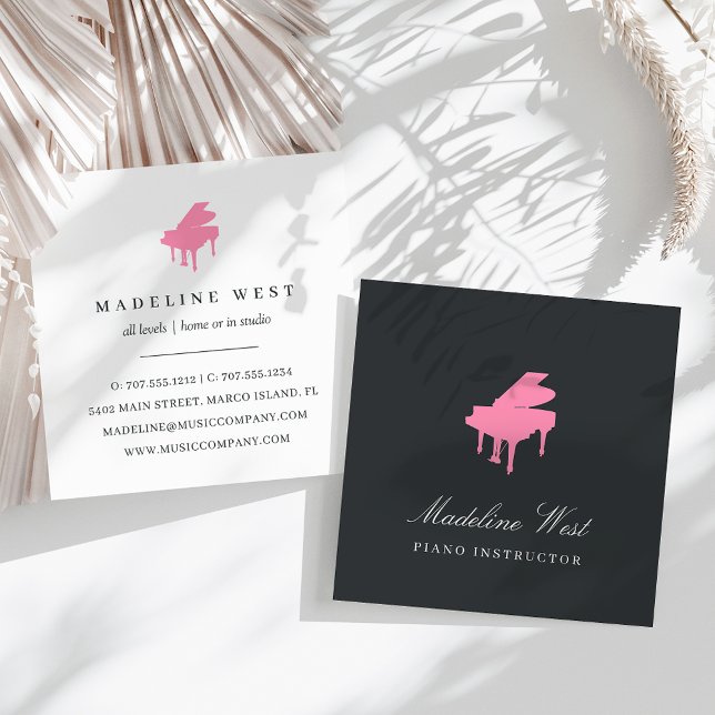 Elegant Pink Piano Instructor Music Teacher Square Business Card (Creator Uploaded)