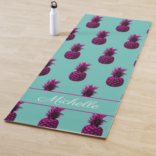 Elegant Pink Pineapple Custom Yoga Mat  (In Situ)