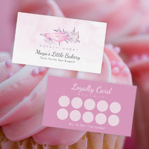 Elegant Pink Piping Bag Bakery Loyalty Business Card