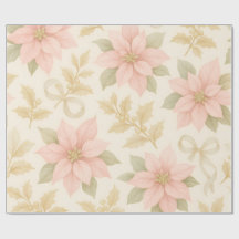 Elegant Pink Poinsettia Christmas Wrapping Paper
