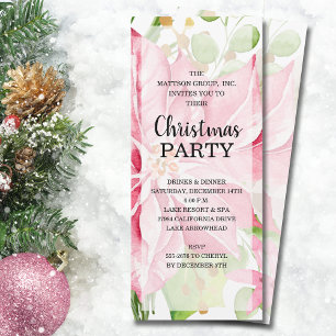 Elegant Pink Poinsettia Floral Christmas Invitation