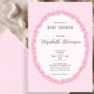 Elegant Pink Polka Dots Floral Baby Shower Invitation