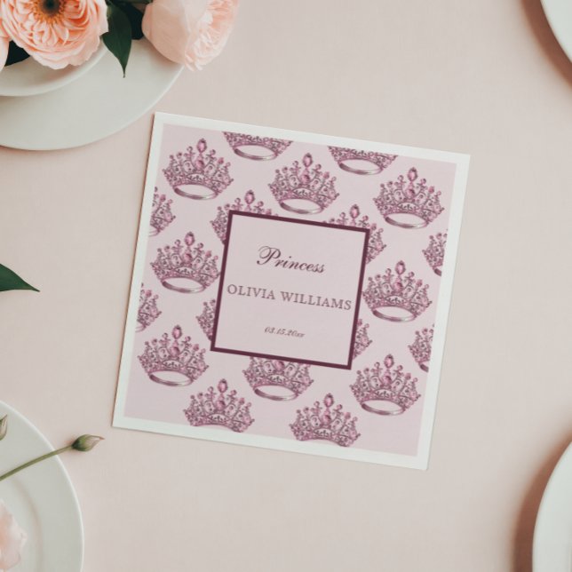 Elegant Pink Princess Сrown Birthday Girl Napkin (Creator Uploaded)