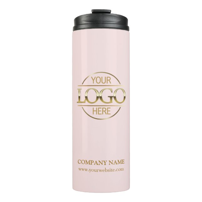 Elegant Pink Promotional Company Business Logo Thermal Tumbler (Front)
