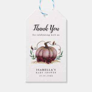 Elegant Pink Pumpkin Baby Shower Favor Gift Tags