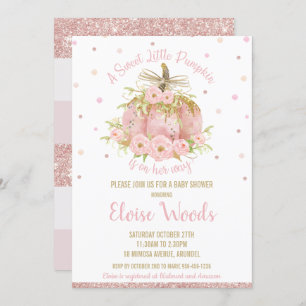 Elegant Pink Pumpkin Baby Shower Girl Invitation