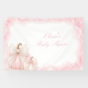 Elegant Pink Pumpkin Bow Baby Shower Backdrop Banner