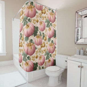 Elegant Pink Pumpkins Autumn Design Shower Curtain