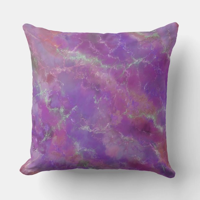 Elegant Pink, Purple And Silver Marble Pattern Cushion (Front)