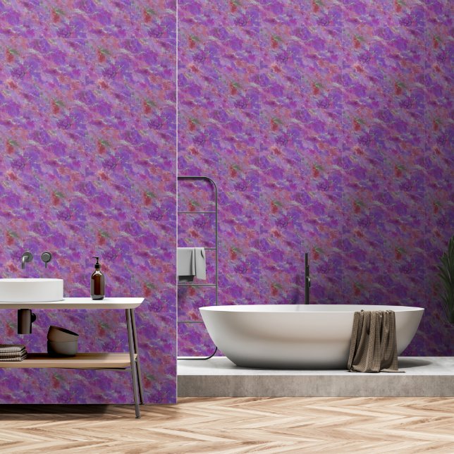 Elegant Pink, Purple and Silver Marble Pattern  Wallpaper (Bathroom)