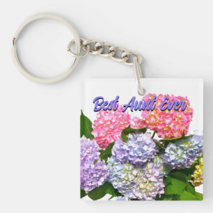 Elegant pink purple blue floral Bouquet best Aunt  Key Ring