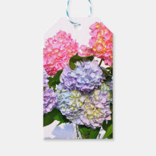 Elegant pink purple blue floral hydrangea bouquet gift tags