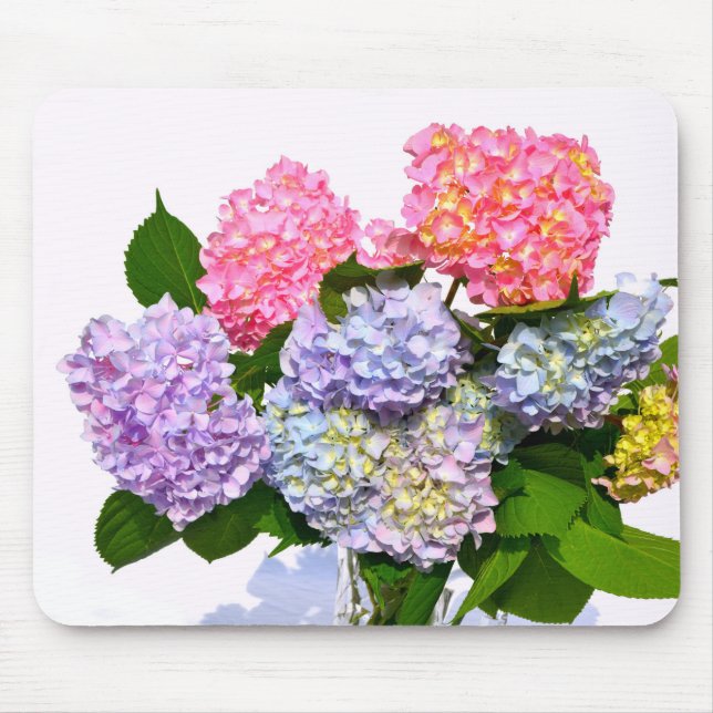 Elegant pink purple blue floral hydrangea bouquet  mouse pad (Front)