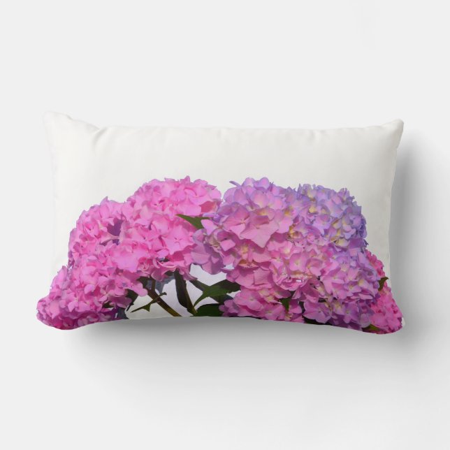 Elegant pink purple blue floral lumbar cushion (Front)