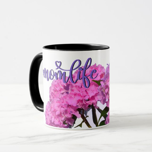 Elegant pink purple blue floral mug (Front Left)
