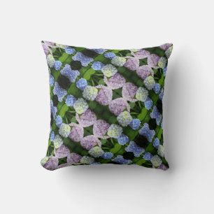 Elegant pink purple blue Hydrangeas florals  Cushion
