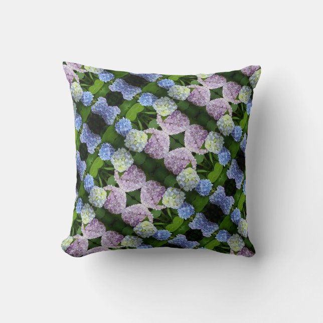 Elegant pink purple blue Hydrangeas florals  Cushion (Front)
