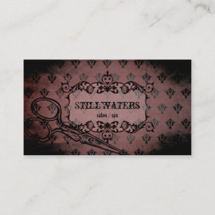 elegant pink purple damask distressed stylist hair business card
