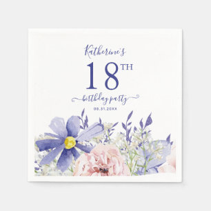 Elegant Pink Purple Floral 18th Birthday Party Napkin