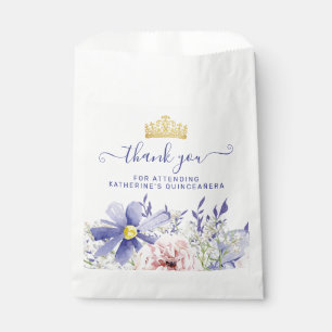 Elegant Pink Purple Floral 18th Birthday Thank You Favour Bag