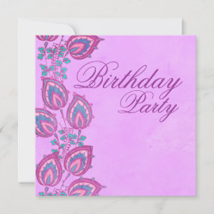 Elegant Pink & Purple Floral Birthday Invitation