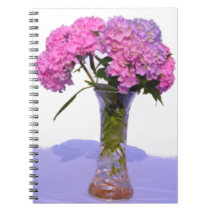 Elegant pink purple floral hydrangeas notebook