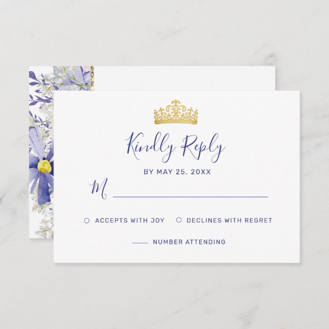 Elegant Pink Purple Floral Quinceañera RSVP Card (Front/Back)