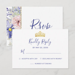 Elegant Pink Purple Floral Quinceañera RSVP Card