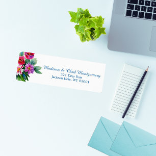 Elegant Pink Purple Floral Return Address Label