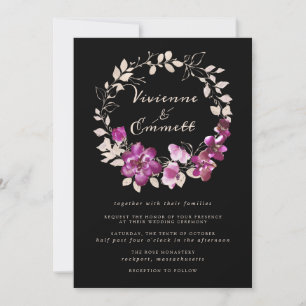 Elegant Pink Purple Floral Wedding Invitation