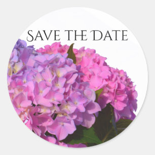 Elegant pink purple florals hydrangeas classic round sticker