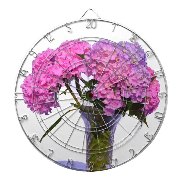Elegant pink purple florals hydrangeas dartboard (Front)