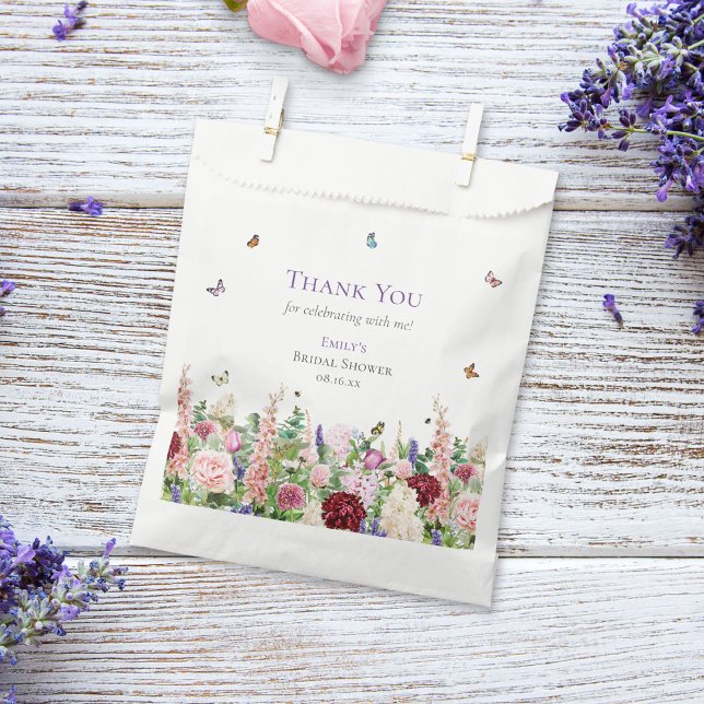 Elegant Pink Purple Flowers & Butterflies  Favour Bag (Creator Uploaded)
