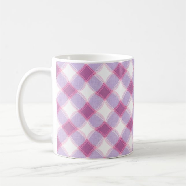 Elegant Pink Purple Geometric Pattern Mug (Left)