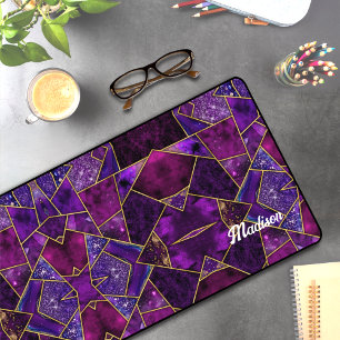 Elegant pink purple girly geometric desk mat