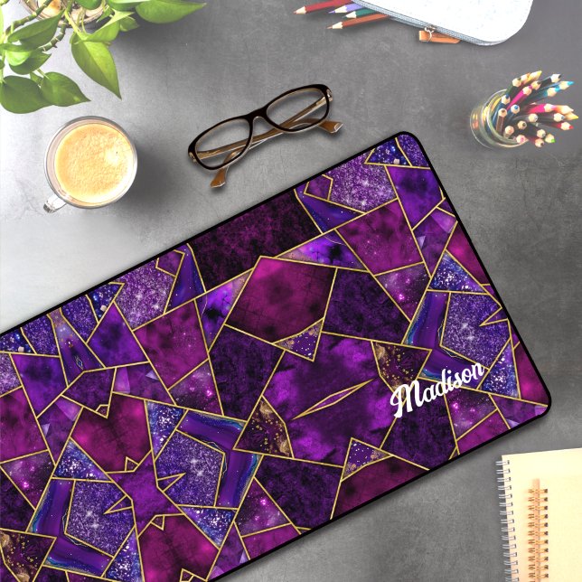 Elegant pink purple girly geometric desk mat (Creator Uploaded)