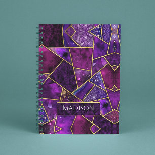 Elegant pink purple girly geometric notebook