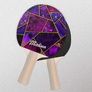 Elegant pink purple girly geometric ping pong paddle
