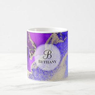Elegant Pink Purple Gold Monogram Coffee Mug